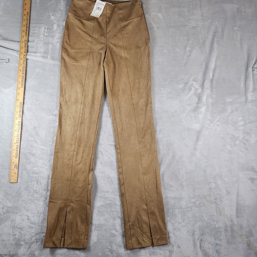 Good American Size 1 Suede Classic Pant Caramel High Rise Business NWT Preppy
